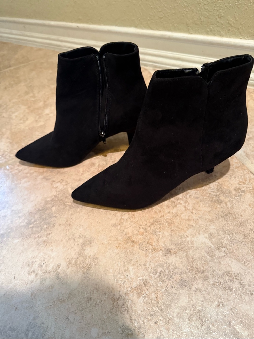 Journee Collection Black Suede Pointed-Toe Ankle Booties